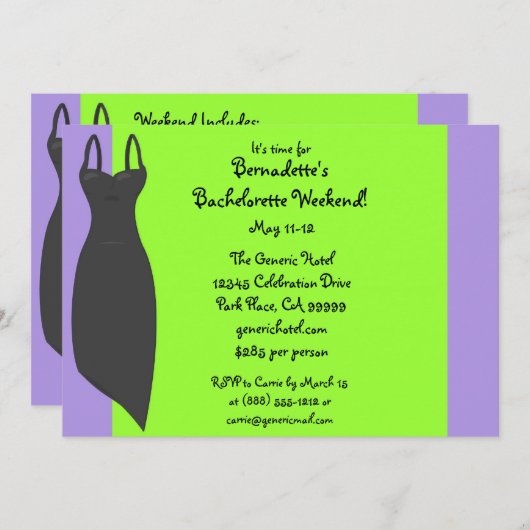バチェロレッテの週末の黒の服のカスタムの招待 招待状 (正面/裏面)