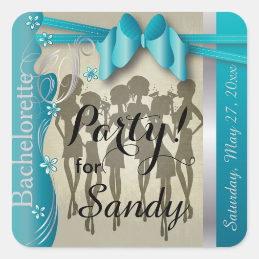バチェロレッテまたはバースデーパーティーディバガールズ – 青 スクエアシール (正面)