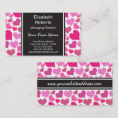 バチェロレッテまたは花嫁のためのかわいらしいピンクのハート 名刺 (正面/裏面)