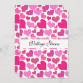 バチェロレッテまたは花嫁のためのかわいらしいピンクのハート 招待状 (正面/裏面)