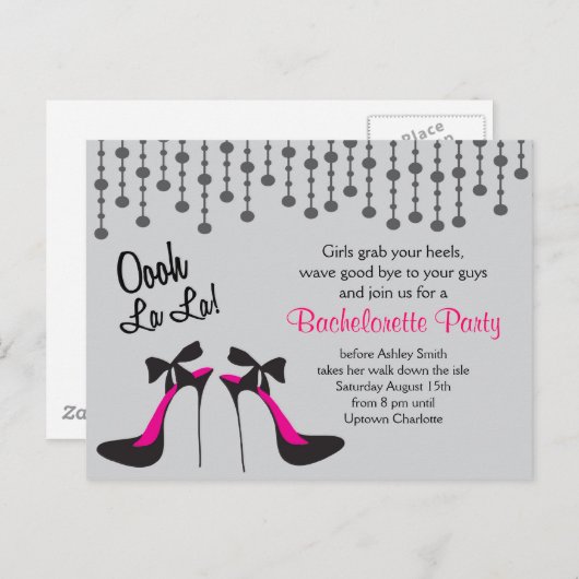 バチェロレッテアイディアパーティー/ガールズナイトアウト/ インビテーションポストカード (正面/裏面)