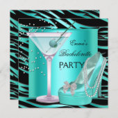 バチェロレッテアクアティール（緑がかった色）ブルーターコイズゼブラ 招待状 (正面/裏面)