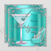バチェロレッテアクアティール(緑がかった色)ブルーターコイズ靴 招待状 (正面/裏面)
