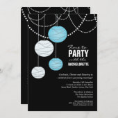 バチェロレッテアクアブルー紙ランタンズ招待状 招待状 (正面/裏面)