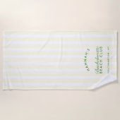 バチェロレッテイエロー&グリーンレトロ モダン ビーチタオル (正面)