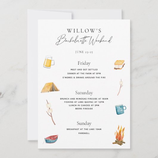 バチェロレッテウィークエンドの旅程 招待状 (正面)