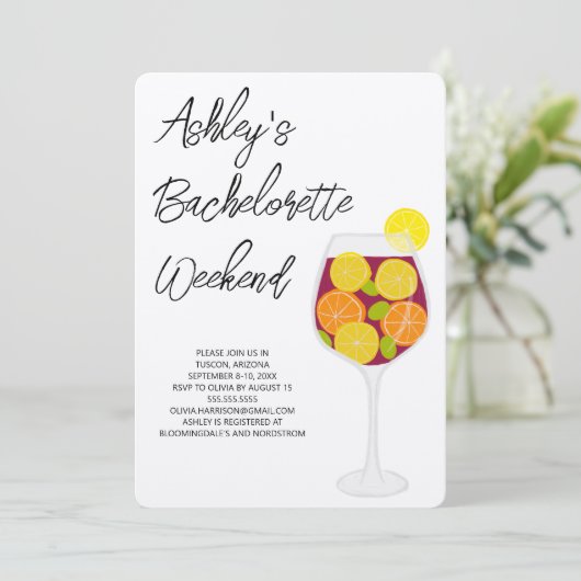 バチェロレッテウィークエンドサングリアカクテルグラス 招待状 (スタンド正面)