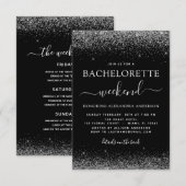 バチェロレッテウィークエンドシルバーモダングリッターパーティー 招待状 (正面/裏面)
