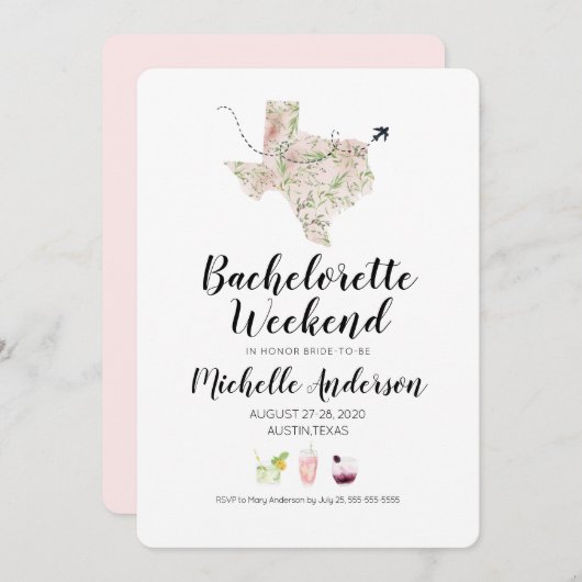 バチェロレッテウィークエンドテキサス州招待状 招待状 (正面/裏面)