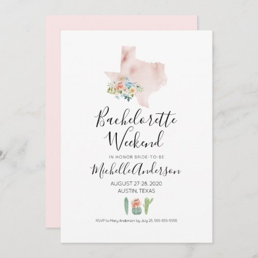 バチェロレッテウィークエンドテキサス州招待状 招待状 (正面/裏面)