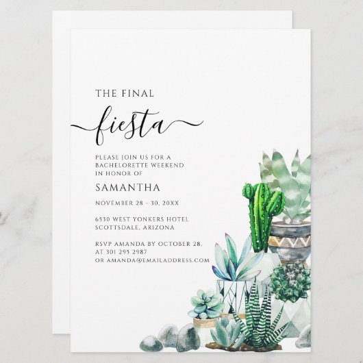 バチェロレッテウィークエンドパーティーと旅程カクティー (正面/裏面)