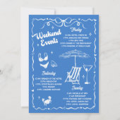 バチェロレッテウィークエンドプールパーティーブルー 招待状 (裏面)