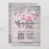 バチェロレッテウォーターカラーボホフローラフェザー 招待状 (正面/裏面)