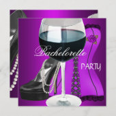 バチェロレッテカクテルマゼンタブラックコルセット 招待状 (正面/裏面)