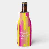 バチェロレッテカスタムピンクと黄色のパターン ボトルクーラー (ボトル正面)