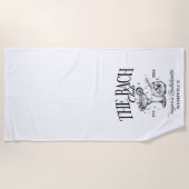 バチェロレッテカスタムレトロカクテルブラック ビーチタオル (正面)