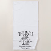 バチェロレッテカスタムレトロカクテルブラック ビーチタオル (正面)