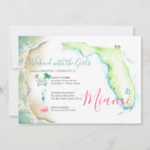 バチェロレッテガールズトリップウォーター図解入りの、写真付きのカラー 招待状 (正面)