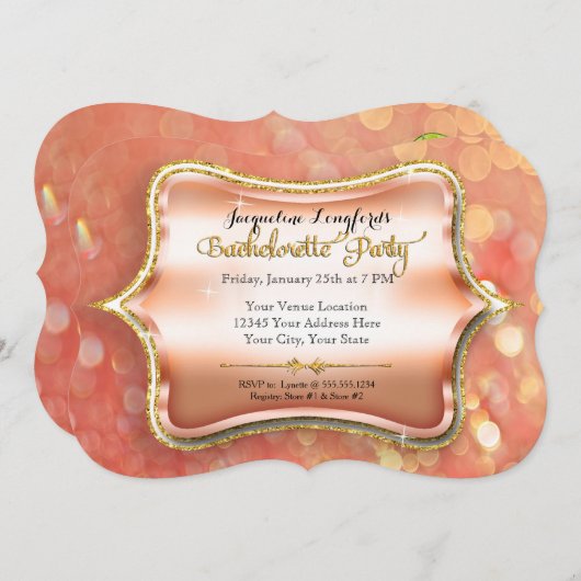 バチェロレッテガールズナイトアウトパーティーマルチニガラス 招待状 (正面/裏面)