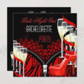 バチェロレッテガールズナイトアウトレッドゼブラシャンパン 招待状 (正面/裏面)