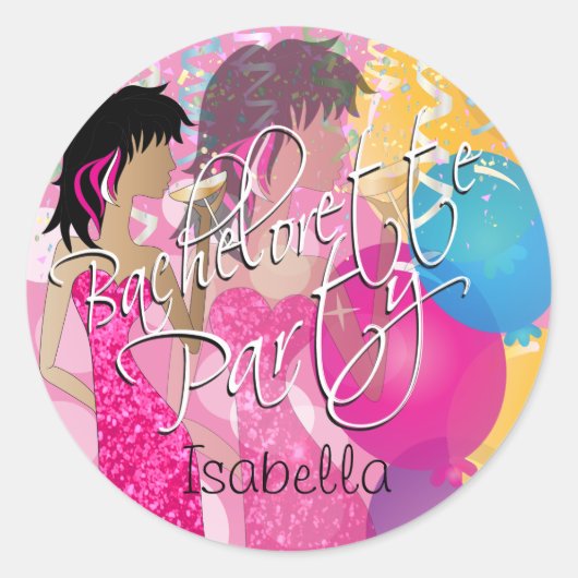 バチェロレッテガールズナイトアウト – ピンククラシック色ラウンド ラウンドシール (正面)