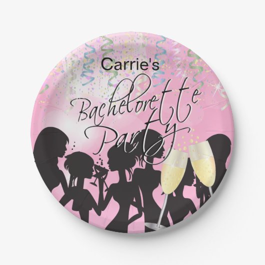 バチェロレッテガールズナイトアウト – ピンク ペーパープレート (正面)