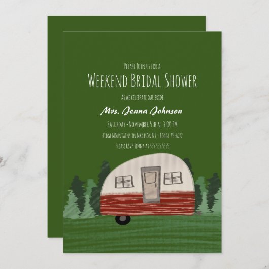 バチェロレッテキャンパーマウンテンズウィークエンドグリーン 招待状 (正面/裏面)