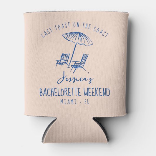 バチェロレッテクージー名前をカスタムする沿岸最後のトースト 缶クーラー (正面)