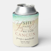 バチェロレッテクーラーボックス |水彩カンクンビーチ 缶クーラー (缶正面)