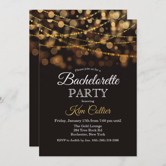 バチェロレッテグリッターライト招待状 招待状 (正面/裏面)