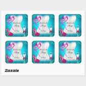 バチェロレッテコルセットティール（緑がかった色）ピンクシューズマスク スクエアシール (シート)