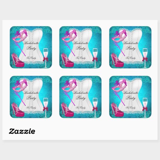 バチェロレッテコルセットティール(緑がかった色)ピンクシューズマスク スクエアシール (シート)