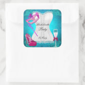 バチェロレッテコルセットティール（緑がかった色）ピンクシューズマスク スクエアシール (バッグ)