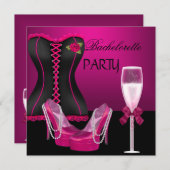 バチェロレッテコルセットピンクシューズハイヒール 招待状 (正面/裏面)