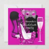 バチェロレッテコルセットピンクマスカレードシャンパン3 招待状 (正面)