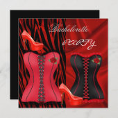 バチェロレッテコルセットブラックレッドハイヒール靴 招待状 (正面/裏面)