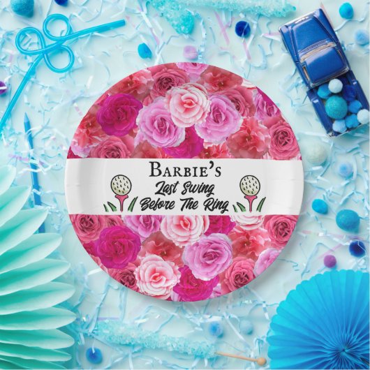 バチェロレッテゴルフピンクフローラ パーソナライズされた ペーパープレート (パーティー)