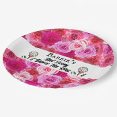 バチェロレッテゴルフピンクフローラ パーソナライズされた ペーパープレート (アングル)