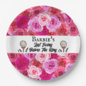 バチェロレッテゴルフピンクフローラ パーソナライズされた ペーパープレート (正面)