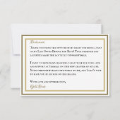 バチェロレッテゴルフ金ゴールドとホワイト サンキューカード (裏面)