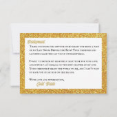 バチェロレッテゴルフ金ゴールドグリッターラストスイング サンキューカード (裏面)