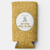 バチェロレッテゴルフ金ゴールドグリッター スリム缶クーラー (正面)