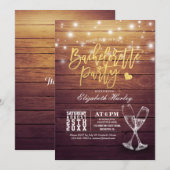 バチェロレッテシャンパングラスウッドライト 招待状 (正面/裏面)