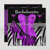 バチェロレッテシューズパープルゼブラコルセット 招待状 (正面/裏面)