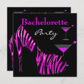 バチェロレッテシューズピンクブラックゼブラシューズ 招待状 (正面/裏面)
