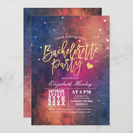 バチェロレッテスターズスカイ銀河系星座 招待状 (正面/裏面)