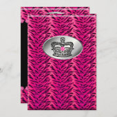 バチェロレッテゼブラジュエリークラウンパーティー招待状ピンク 招待状 (正面/裏面)