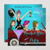 バチェロレッテティール（緑がかった色）おもしろいリムカーカクテル2 招待状 (正面/裏面)