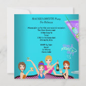 バチェロレッテティール（緑がかった色）ピンクおもしろいガールズカクテル4 招待状 (裏面)