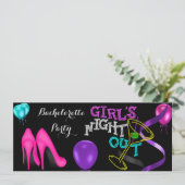バチェロレッテティール（緑がかった色）ピンクハイトブラックパープルパーティー 招待状 (スタンド正面)